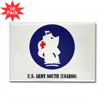 USARSO - M01 - 01 - U.S. Army South (USARSO) with Text - Rectangle Magnet (10 pack) - Click Image to Close