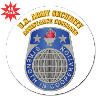USASAC - M01 - 01 - U.S. Army Security Assistance Command with Text - 3" Lapel Sticker (48 pk)