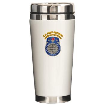 USASAC - M01 - 03 - U.S. Army Security Assistance Command with Text - Ceramic Travel Mug