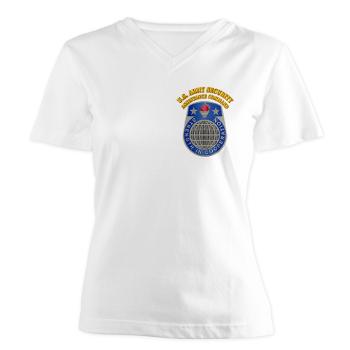 USASAC - A01 - 04 - U.S. Army Security Assistance Command with Text - Women's V-Neck T-Shirt