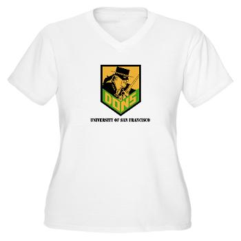 USF - A01 - 04 - SSI - ROTC - University of San Francisco with Text - Women's V-Neck T-Shirt
