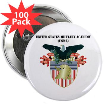 USMA - M01 - 01 - United States Military Academy (USMA) with Text - 2.25" Button (100 pack) - Click Image to Close