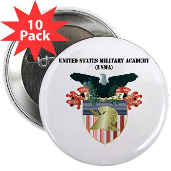 USMA - M01 - 01 - United States Military Academy (USMA) with Text - 2.25" Button (10 pack)