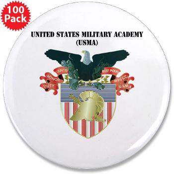 USMA - M01 - 01 - United States Military Academy (USMA) with Text - 3.5" Button (100 pack)