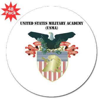 USMA - M01 - 01 - United States Military Academy (USMA) with Text - 3" Lapel Sticker (48 pk)