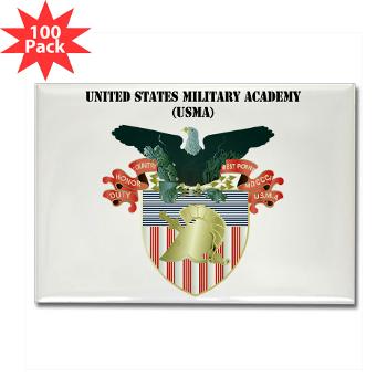 USMA - M01 - 01 - United States Military Academy (USMA) with Text - Rectangle Magnet (100 pack)