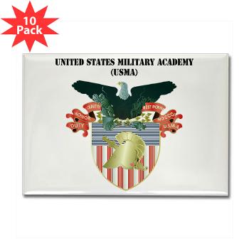 USMA - M01 - 01 - United States Military Academy (USMA) with Text - Rectangle Magnet (10 pack)