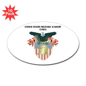 USMA - M01 - 01 - United States Military Academy (USMA) with Text - Sticker (Oval 10 pk)