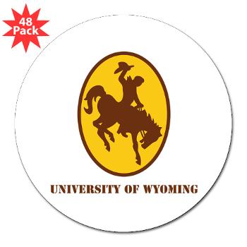 UW - M01 - 01 - SSI - ROTC - University of Wyoming with Text - 3" Lapel Sticker (48 pk) - Click Image to Close