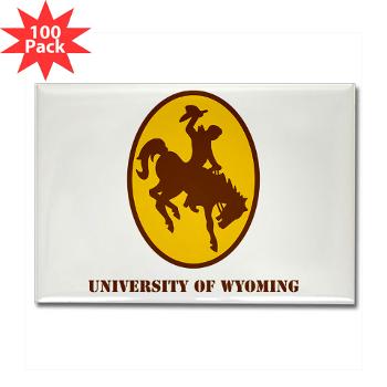 UW - M01 - 01 - SSI - ROTC - University of Wyoming with Text - Rectangle Magnet (100 pack) - Click Image to Close