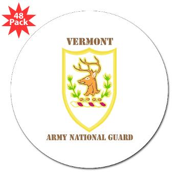 VARNG - M01 - 01 - DUI - Vermont Army National Guard with Text - 3" Lapel Sticker (48 pk)