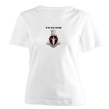 VETCOM - A01 - 04 - DUI - VETCOM with Text - Women's V-Neck T-Shirt
