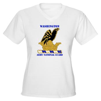 WAARNG - A01 - 04 - DUI - Washington Army National Guard with Text - Women's V-Neck T-Shirt
