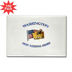 WAARNG - M01 - 01 - DUI - Washington Army National Guard with Flag Rectangle Magnet (100 pack)