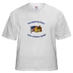 WAARNG - A01 - 04 - DUI - Washington Army National Guard with Flag White T-Shirt - Click Image to Close