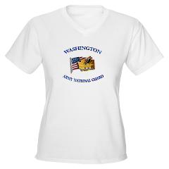 WAARNG - A01 - 04 - DUI - Washington Army National Guard with Flag Women's V-Neck T-Shirt
