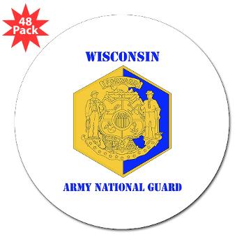 WIARNG - M01 - 01 - DUI - Wisconsin Army National Guard with text - 3" Lapel Sticker (48 pk)