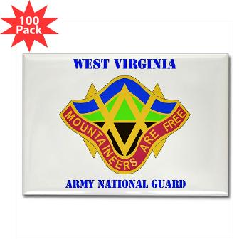 WVARNG - M01 - 01 - DUI - West virginia Army National Guard with text - Rectangle Magnet (100 pack)