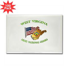 WVARNG - M01 - 01 - DUI - West Virginia Army National Guard with Flag Rectangle Magnet (100 pack)