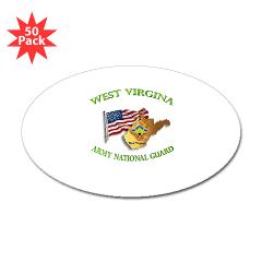 WVARNG - M01 - 01 - DUI - West Virginia Army National Guard with Flag Sticker (Oval 50 pk)