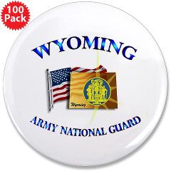 WYARNG - M01 - 01 - WYOMING Army National Guard WITH FLAG - 3.5" Button (100 pack) - Click Image to Close