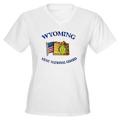 WYARNG - A01 - 04 - WYOMING Army National Guard WITH FLAG - Women's V-Neck T-Shirt