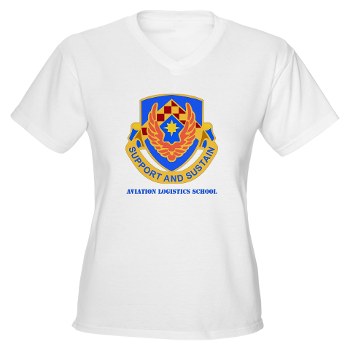 als - A01 - 04 - DUI - Aviation Logistics School with Text - Women's V-Neck T-Shirt