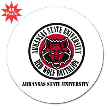arksun - M01 - 01 - SSI - ROTC - Arkansas State University with Text - 3" Lapel Sticker (48 pk)
