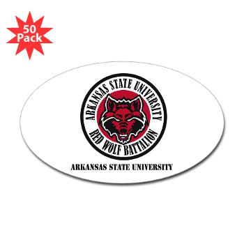 arksun - M01 - 01 - SSI - ROTC - Arkansas State University with Text - Sticker (Oval 50 pk) - Click Image to Close