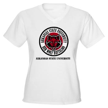 arksun - A01 - 04 - SSI - ROTC - Arkansas State University with Text - Women's V-Neck T-Shirt