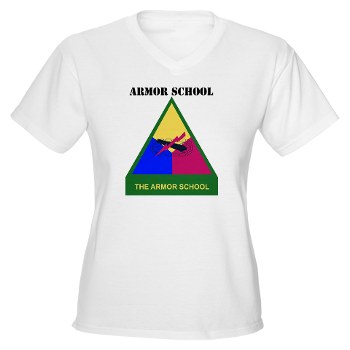 armorschool - A01 - 04 - DUI - Armor Center/School with Text Women's V-Neck T-Shirt