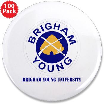 byu - M01 - 01 - SSI - ROTC - Brigham Young University with Text - 3.5" Button (100 pack)