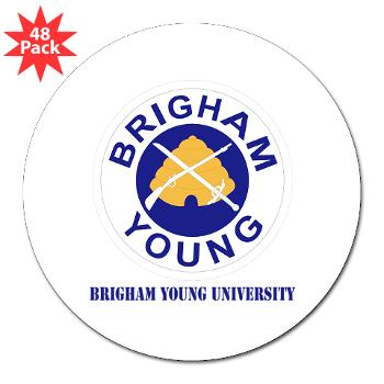 byu - M01 - 01 - SSI - ROTC - Brigham Young University with Text - 3" Lapel Sticker (48 pk) - Click Image to Close