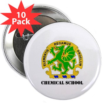 cbrns - M01 - 01 - DUI - Chemical School with Text - 2.25" Button (10 pack)
