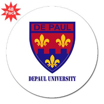 depaul - M01 - 01 - SSI - ROTC - DePaul University with Text - 3" Lapel Sticker (48 pk) - Click Image to Close