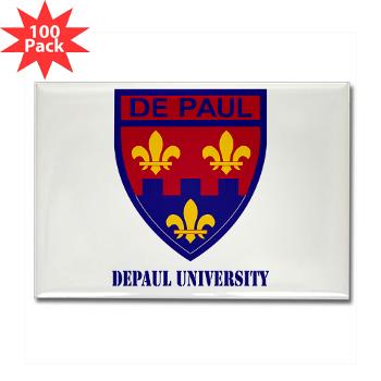 depaul - M01 - 01 - SSI - ROTC - DePaul University with Text - Rectangle Magnet (100 pack)