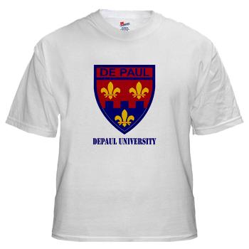 depaul - A01 - 04 - SSI - ROTC - DePaul University with Text - White T-Shirt - Click Image to Close