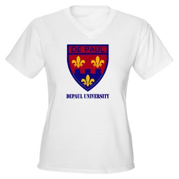 depaul - A01 - 04 - SSI - ROTC - DePaul University with Text - Women's V-Neck T-Shirt