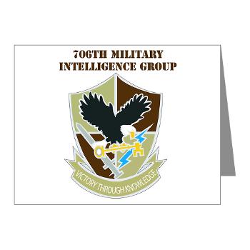 706MIG - M01 - 02 - DUI - 706th Military Intelligence Group with text - Note Cards (Pk of 20)
