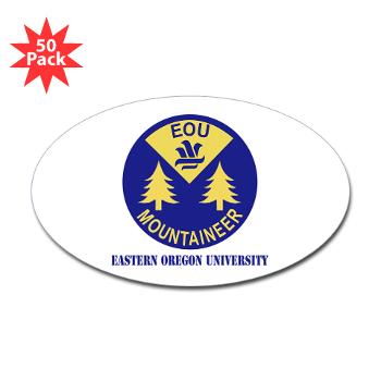 eou - M01 - 01 - SSI - ROTC - Eastern Oregon University with Text - Sticker (Oval 50 pk)