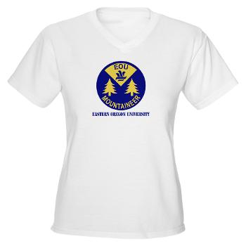 eou - A01 - 04 - SSI - ROTC - Eastern Oregon University with Text - Women's V-Neck T-Shirt