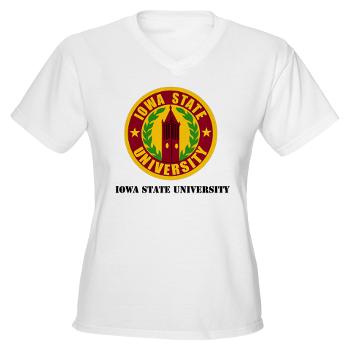 iastate - A01 - 04 - SSI - ROTC - Iowa State University with Text - Women's V-Neck T-Shirt