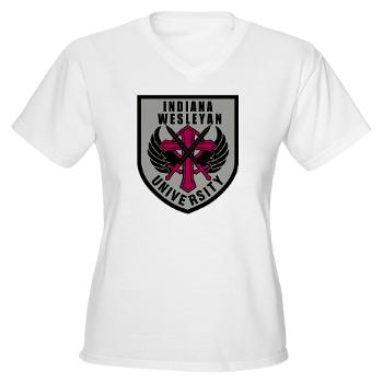 indwes - A01 - 04 - SSI - ROTC - Indiana Wesleyan University - Women's V-Neck T-Shirt