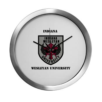 indwes - M01 - 03 - SSI - ROTC - Indiana Wesleyan University with Text - Modern Wall Clock