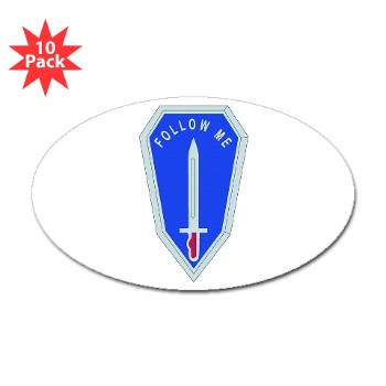 infantry - M01 - 01 - DUI - Infantry Center/School - Sticker (Oval 10 pk) - Click Image to Close