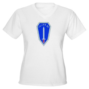 infantry - A01 - 04 - DUI - Infantry Center/School - Women's V-Neck T-Shirt - Click Image to Close