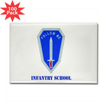 infantry - M01 - 01 - DUI - Infantry Center/School with Text - Rectangle Magnet (100 pack)