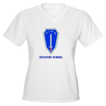 infantry - A01 - 04 - DUI - Infantry Center/School with Text - Women's V-Neck T-Shirt