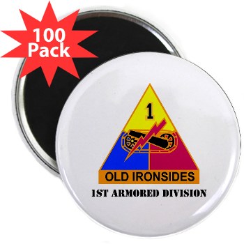 1AD - M01 - 01 - DUI - 1st Armored Division with Text - 2.25" Magnet (100 pk) - Click Image to Close