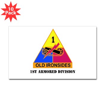 1AD - M01 - 01 - DUI - 1st Armored Division with Text - Sticker (Rectangle 10 pk)